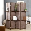 HOMCOM 4 Panel Room Divider, 6ft Tall Bamboo Folding Screen with 2 Storage Shelves for Bedroom, Office, Brown