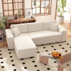 HOMCOM Corner Sofa with Changeable Chaise, Corduroy L-Shaped Sectional Sofa with Pocket Spring, 2 Pillows, Cream White