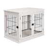 PawHut Dog Crate Furniture, 32" Small Dog Cage End Table with 2 Doors, Lockable Door, Puppy Kennel Indoor, White