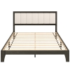 HOMCOM Queen Size Bed Frame with Headboard, Platform Bed Frame with Wooden Slats No Box Spring Needed Charcoal Gray