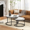 HOMCOM Modern Coffee Table Set of 2, Nesting Side Tables w/ Metal Base for Living Room Bedroom Office Cement Grey
