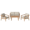 Outsunny 4 Pieces Acacia Wood Patio Furniture Set, Outdoor Sofa Conversation Set w/ Thickened Cushions for Backyard Garden, Teak