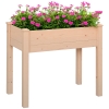 Outsunny Raised Garden Bed with Legs, 34" x 18" x 30", Elevated Wooden Planter Box, Self-Draining with Bed Liner for Vegetables, Herbs, and Flowers Backyard, Patio, Balcony Use, Natural