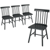 HOMCOM Dining Chairs Set of 4, Farmhouse Wood Kitchen Chairs with Rubber Wood Frame, Spindle Back for Dining Room, Black
