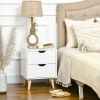 HOMCOM Modern Bedside Table, Nightstand with 2 Drawers and Pine Wood Legs for Bedroom, Living Room, White