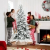 HOMCOM 7ft Artificial Flocked Christmas Tree, Full Snow Pine Tree Holiday Decor, Hinged Xmas Tree with Realistic Tips, Metal Stand, Easy Assembly