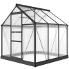 Outsunny Polycarbonate Greenhouse, Heavy Duty Outdoor Aluminum Walk-in Green House Kit Vent Door, 6.2'x6.2'x6.6' Gray