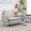 HOMCOM 55" Loveseat Sofa, Linen Love Seat w/ S spring, Steel Legs and Button Tufting, Small Couch for Living Room, Cream White