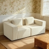 HOMCOM Boneless Couch, Corduroy 3 Seater Sofa with Deep Seat, Wide Armrests, 2 Pillows, Quick Assembly for Living Room, Beige
