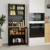 HOMCOM Kitchen Buffet with Hutch, Storage Pantry with 3 Cabinets, 2 Open Shelves and Large Countertop, Black