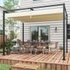 Outsunny 10' x 7' Patio Pergola with Retractable Canopy, Outdoor Sun Shelter, Yard Shade, Cream White