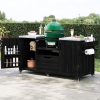 Outdoor Kitchen Island with Adjustable Shelves, Internal Storage Racks, Wooden Grill Cart with Stainless Steel Top, 66.5'' L x 23'' W x 34.5'' H, Black