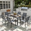 Outsunny 7 Piece Outdoor Dining Set with 6 Stackable Chairs, Rectangle Table, WPC Slatted Top, Rust-Resistant Steel Frame