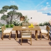 Outdoor Dining Set with HDPE Chair Backs and Foam Cushions, Multi-Person Patio Set for Balcony and Garden, 63'' L x 31.5'' W x 32.5'' H, Beige