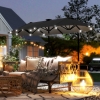 Outsunny 10ft Double-Sided Patio Umbrella with 35 LED Lights, 12 ribs, Extra Large Outdoor Parasol with Twin Canopy, Dark Grey