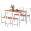 HOMCOM Dining Table Set for 4, 5 Piece Modern Kitchen Table and Chairs, Solid Wood Dining Room Set for Small Spaces, Breakfast Nook, White