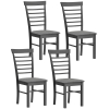 HOMCOM Wooden Dining Chairs Set of 4, Farmhouse Upholstered Kitchen Chairs with Rubber Wood Frame, Black and Gray