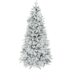 HOMCOM 7.5 ft Artificial Frosted Christmas Tree with Realistic Branches, Wide Full Spruce, Hinged Xmas Tree, Easy Assembly