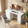HOMCOM Computer Desk, 47" Writing Table with 3-Tier Shelves and 3 Reversible Drawers for Home Office, Bedroom, White