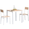 HOMCOM 3-Piece Wooden Square Dining Table Set with 1 Table and 2 Chairs and Sturdy Metal Frame for Small Space, White