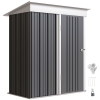 Outsunny Outdoor Sheds Storage, Small Steel Lean-to Shed with Adjustable Shelf, Lock, Gloves, 5' x 3' x 6', Dark Gray