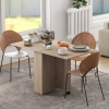 HOMCOM Extendable Dining Table, Collapsible Folding Table w/ 2-tier Shelves and Rolling Casters, Nature Wood