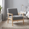 HOMCOM Minimalistic Accent Chairs Wood Frame w/ Thick Linen Cushions Wide Seat Armchair for Bedroom Office, Grey