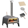 Outsunny Outdoor Pizza Oven, Portable Pellet Wood Fired Pizza Maker, 12" Stainless Steel Pizza Grill with Stone and Peel Accessories for Outside, Backyard, Outdoor Kitchen