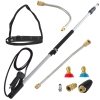 Outsunny Pressure Washer Extension Wand, 18ft High Power Telescoping Pressure Washer Wand with 3/8 Inch Quick Connection, 2 Spray Nozzle Tips, 2 Wand Pivoting Couplers, Support Belt, 4000 PSI
