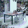Outsunny 75" x 35" Outdoor Dining Table for 8 People, Rectangular Aluminum Frame Garden Table with All-Weather Faux Wood Top for Garden, Lawn, Patio, Natural