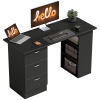 HOMCOM 47" Home Office Computer Desk Bookcase Combo, Writing Table Workstation with 3 Drawer and Storage Shelf - Black