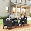 Outsunny 4-Piece Rattan Outdoor Furniture Set Patio Furniture Set with Coffee Table 22.8" W x 21.7" D x 33.5" H Black & Cream