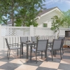 Outsunny 7 Piece Outdoor Dining Set with Rectangular Table and 6 Stackable Chairs, for Backyard, Lawn, Deck, Balcony, Pool Side
