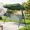 Outsunny Outdoor Porch Swing with Adjustable Canopy, 3-Seater Patio Swing Chair with Cushion, Green