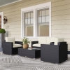 Outsunny Outdoor Furniture with Table, Wicker Furniture with Loveseat and 2 Chair for Garden, Poolside, Cream