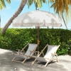Outsunny 6.2' Beach Umbrella for Travel, Ruffles, Carry Bag, Portable Outdoor Umbrella for Garden, Light Grey