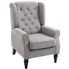 HOMCOM Mid-Century Modern Accent Chair, High Wingback Reading Chair, Button-Tufted Upholstered Fabric Armchair with Retro Wood Legs for Apartment, Living Room, Bedroom, Gray