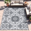 Outsunny Portable Outdoor Rug with Carry Bag, 9' x 12' Reversible Mat, Waterproof Plastic Straw RV Rug for Backyard, Deck, Picnic, Beach, Camping, Gray & White Flower