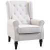 HOMCOM Button-Tufted Accent Chair with High Wingback, Rounded Cushioned Armrests and Thick Padded Seat, Cream White