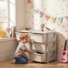 Qaba 3 Tier Kids Toy Organizer and Storage Bins with 6 Plastic Drawers, Cream White