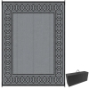 Outsunny Outdoor Rug for Patio, 9' x 12' Waterproof Large Mat, Reversible Plastic Straw Rug for Decor, Portable Outside RV Camping Area Carpet Mat for Backyard Porch Deck Picnic, Black & Gray Border