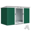 Outsunny 9' x 4' Metal Outdoor Storage Shed, Tool House with Double Lockable Doors for Backyard, Patio, Lawn, Garage, Dark Green