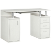 HOMCOM 47" Computer Desk with Keyboard Tray and Storage Drawers, Home Office Workstation Table with Storage Shelves, White Wood Grain