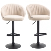 HOMCOM Modern Upholstered Adjustable Barstools with Swivel Seat, Linen Touch Fabric, Steel Frame, Footrest, ‎Beige