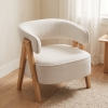 HOMCOM Sherpa Fleece Accent Chair, Upholstered Armchair with Solid Wood Legs for Living Room, White