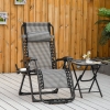 Outsunny Zero Gravity Chair, Folding Recliner Chair, Adjustable Patio Lounger with Detachable Pillow, Cup Holder and Foot Massage Roller for Outdoor, Patio, Deck, Poolside, Grey