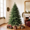 HOMCOM 6ft Artificial Christmas Tree Full Hinged Xmas Tree Metal Base, Green