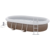 Outsunny 18' x 10' x 42" Above Ground Swimming Pool, Semi-Inflatable Rectangular Steel Frame Pool with Filter Pump, Safety Ladder, Cover, and Mat, for 1-8 People, Brown