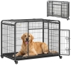 PawHut Folding Design Heavy Duty Metal Dog Cage Crate & Kennel with Removable Tray and Cover, & 4 Locking Wheels, Indoor/Outdoor 43"