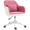 Vinsetto Office Chair, Lumbar Massage Desk Chair with Barrel Chair Armrests, USB Powered Massage, Mid-Back, 360 Swivel, Throw Pillow, Adjustable Height, Pink